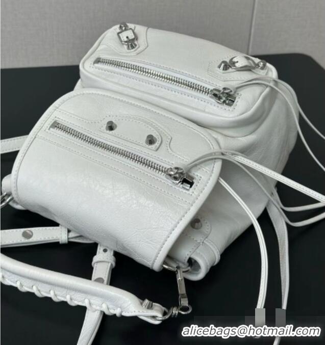 Buy New Cheap Balenciaga Mini Le City Backpack in Arena lambskin 90821 White 2026