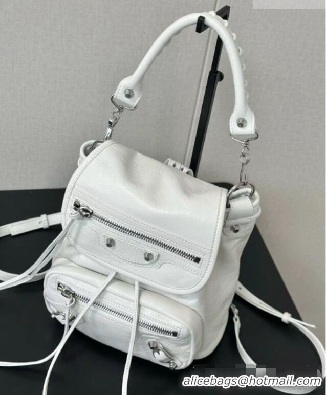 Buy New Cheap Balenciaga Mini Le City Backpack in Arena lambskin 90821 White 2026
