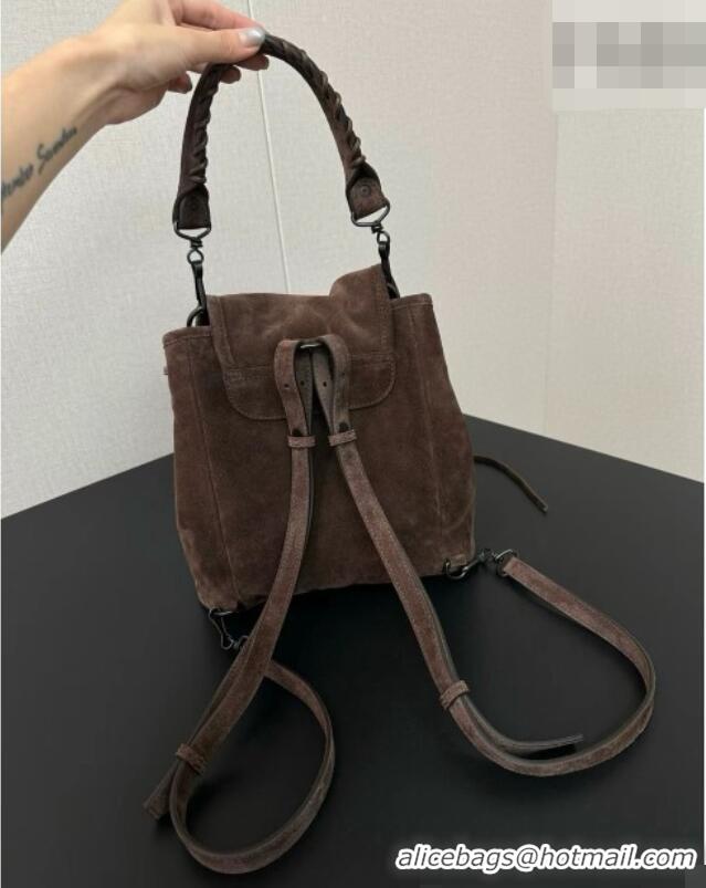 Grade Quality Balenciaga Mini Le City Backpack in Suede 90822 Dark Brown 2026