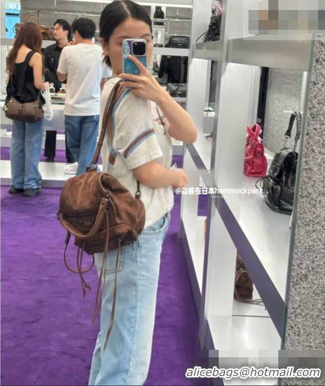 Grade Quality Balenciaga Mini Le City Backpack in Suede 90822 Dark Brown 2026