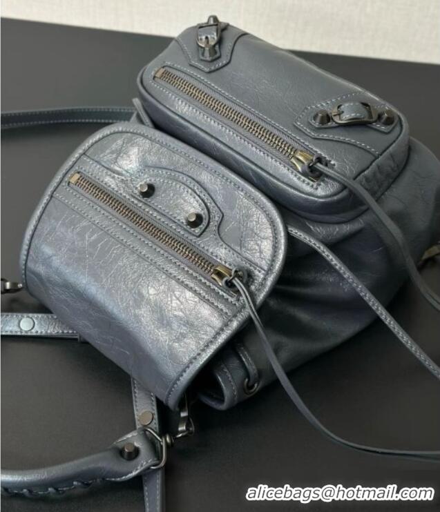 Most Popular Balenciaga Mini Le City Backpack in Arena lambskin 90821 Deep Grey 2026