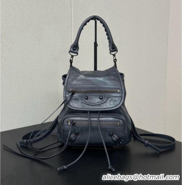 Most Popular Balenciaga Mini Le City Backpack in Arena lambskin 90821 Deep Grey 2026