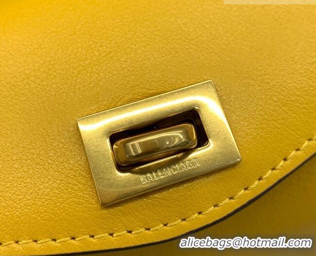 New Cheap Balenciaga Medium Le 7 Shoulder Bag in Smooth Leather 90826 Yellow 2026