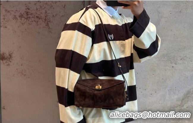 Unique Grade Balenciaga Medium Le 7 Shoulder Bag in Suede Leather 90827 Dark Brown 2026