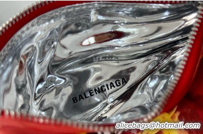 Free Shipping Balenciaga Smokey BBQ Chips Phone Holder Pouch in glossy calfskin 90831 Red 2026