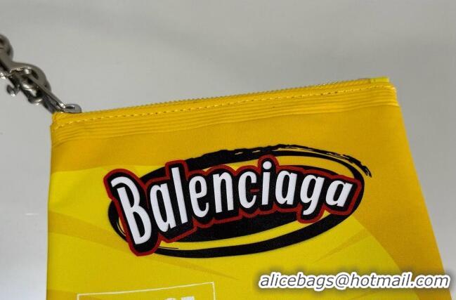 Best Price Balenciaga Smokey BBQ Chips Phone Holder Pouch in glossy calfskin 90831 Yellow 2026