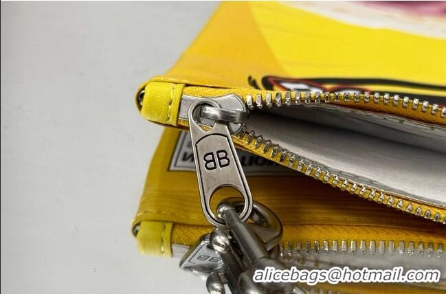 Best Price Balenciaga Smokey BBQ Chips Phone Holder Pouch in glossy calfskin 90831 Yellow 2026
