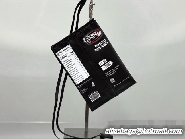 Grade Quality Balenciaga Smokey BBQ Chips Phone Holder Pouch in glossy calfskin 90831 Black 2026