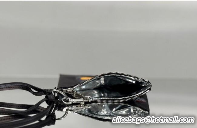 Grade Quality Balenciaga Smokey BBQ Chips Phone Holder Pouch in glossy calfskin 90831 Black 2026