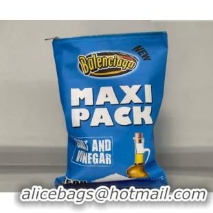 Pretty Style Balenciaga Smokey BBQ Chips Large Pouch in glossy calfskin 0001 Blue 2026