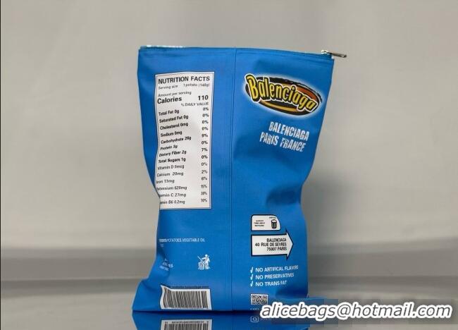 Pretty Style Balenciaga Smokey BBQ Chips Large Pouch in glossy calfskin 0001 Blue 2026