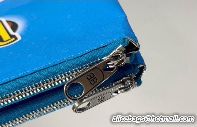 Pretty Style Balenciaga Smokey BBQ Chips Large Pouch in glossy calfskin 0001 Blue 2026