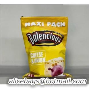 Unique Grade Balenciaga Smokey BBQ Chips Large Pouch in glossy calfskin 0001 Yellow 2026