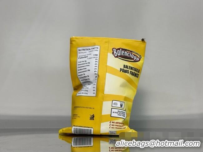 Unique Grade Balenciaga Smokey BBQ Chips Large Pouch in glossy calfskin 0001 Yellow 2026
