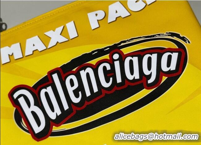 Unique Grade Balenciaga Smokey BBQ Chips Large Pouch in glossy calfskin 0001 Yellow 2026