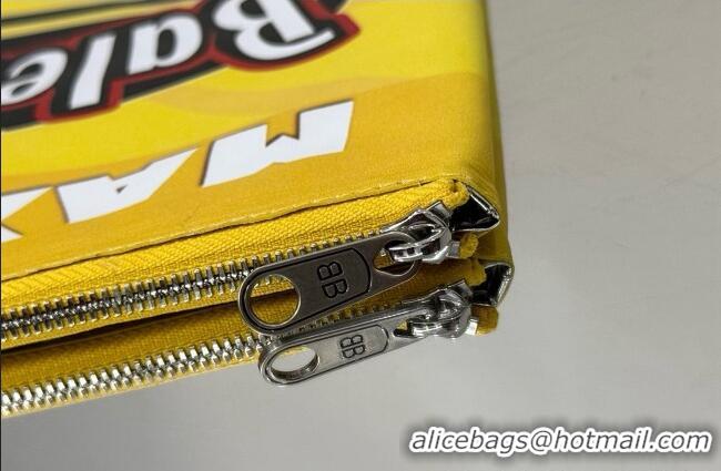 Unique Grade Balenciaga Smokey BBQ Chips Large Pouch in glossy calfskin 0001 Yellow 2026