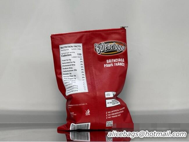 Good Looking Balenciaga Smokey BBQ Chips Large Pouch in glossy calfskin 0001 Red 2026