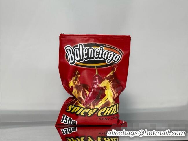 Good Looking Balenciaga Smokey BBQ Chips Large Pouch in glossy calfskin 0001 Red 2026