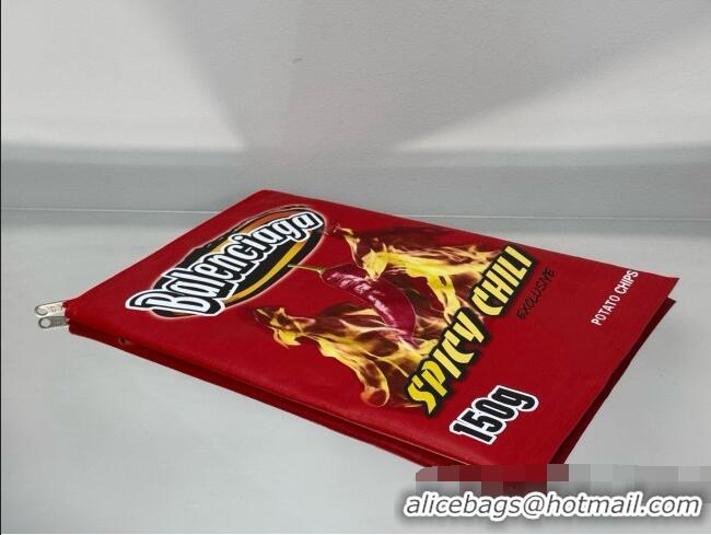 Good Looking Balenciaga Smokey BBQ Chips Large Pouch in glossy calfskin 0001 Red 2026