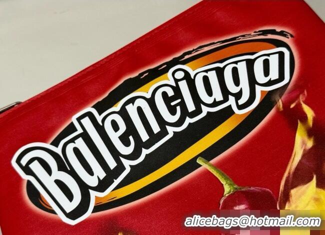 Good Looking Balenciaga Smokey BBQ Chips Large Pouch in glossy calfskin 0001 Red 2026