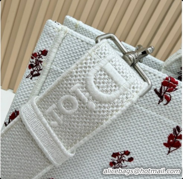 Good Product Dior Large Book Tote Bag in White Revolution Flowers Embroidery with Dior Médaillon 0408131 2026