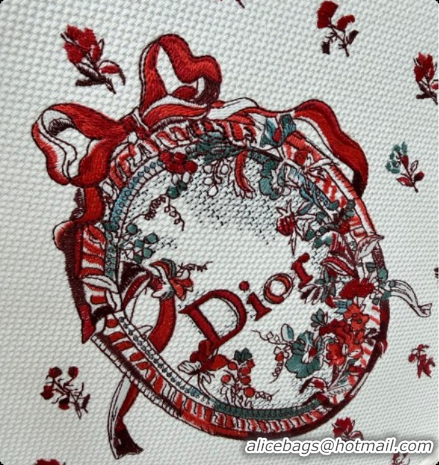 Good Product Dior Large Book Tote Bag in White Revolution Flowers Embroidery with Dior Médaillon 0408131 2026