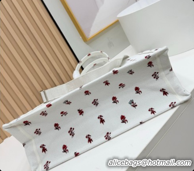 Good Product Dior Large Book Tote Bag in White Revolution Flowers Embroidery with Dior Médaillon 0408131 2026