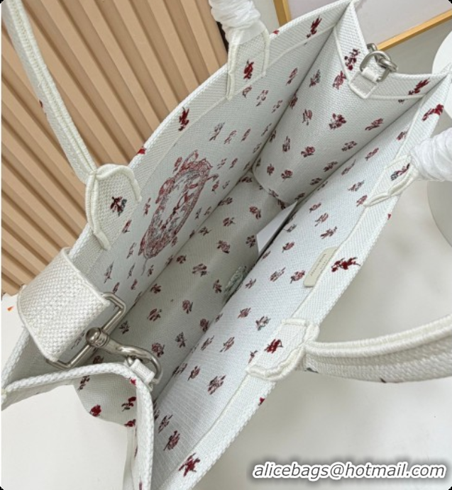 Good Product Dior Large Book Tote Bag in White Revolution Flowers Embroidery with Dior Médaillon 0408131 2026