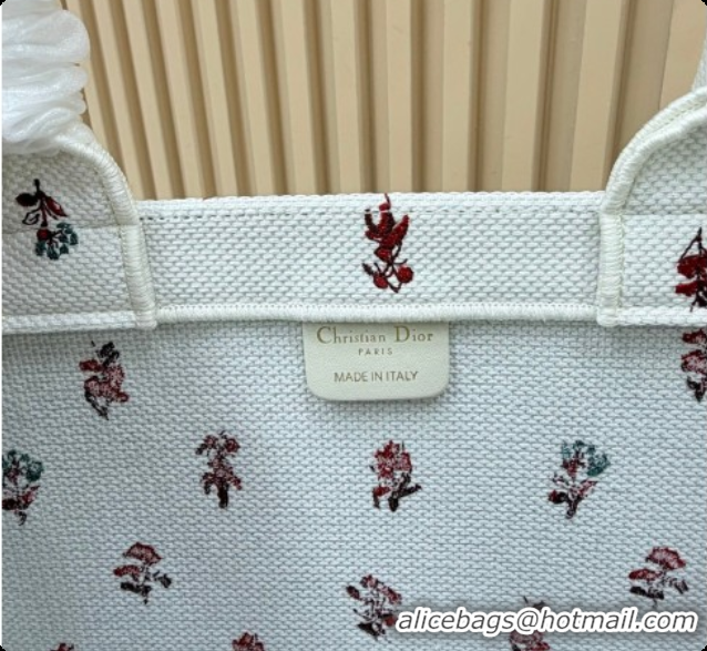 Good Product Dior Large Book Tote Bag in White Revolution Flowers Embroidery with Dior Médaillon 0408131 2026