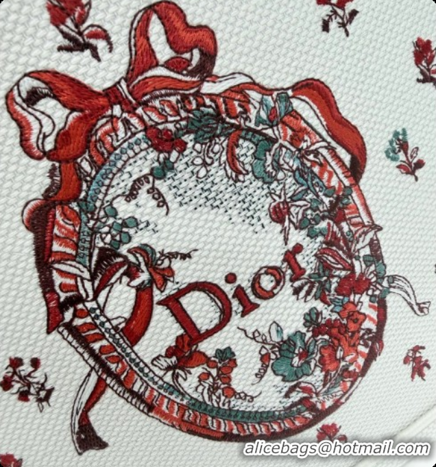 New Style Dior Medium Book Tote Bag in White Revolution Flowers Embroidery with Dior Médaillon 0408132 2026