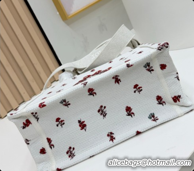 Super Quality Dior Small Book Tote Bag in White Revolution Flowers Embroidery with Dior Médaillon 0408133 2026