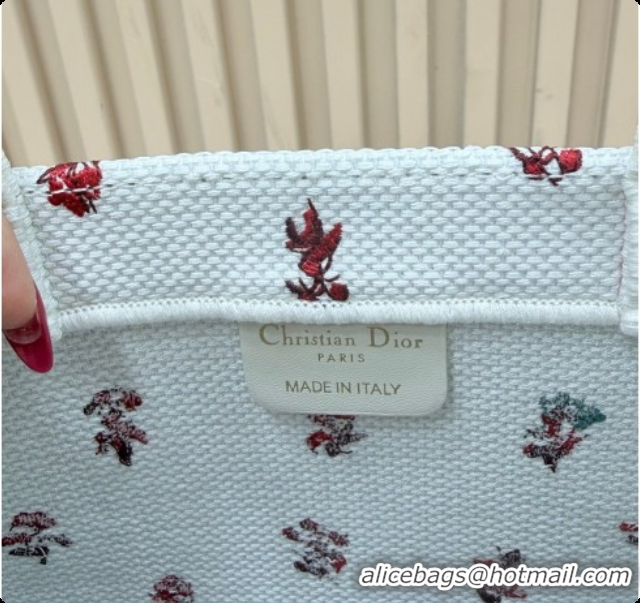 Super Quality Dior Small Book Tote Bag in White Revolution Flowers Embroidery with Dior Médaillon 0408133 2026