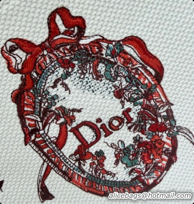 Super Quality Dior Small Book Tote Bag in White Revolution Flowers Embroidery with Dior Médaillon 0408133 2026