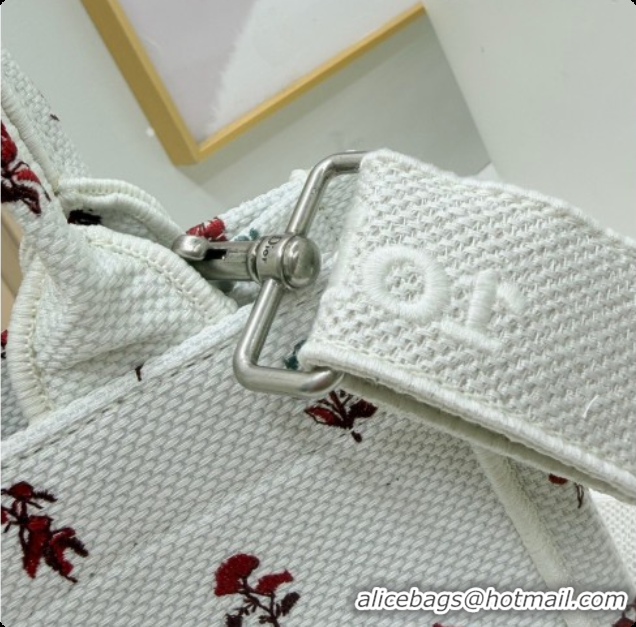 Super Quality Dior Small Book Tote Bag in White Revolution Flowers Embroidery with Dior Médaillon 0408133 2026