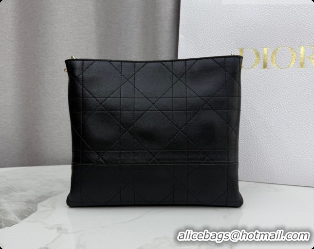 Perfect Dior Trianon Bucket Bag with Chain in Flat Macrocannage Lambskin Leather M0179 Black 2026