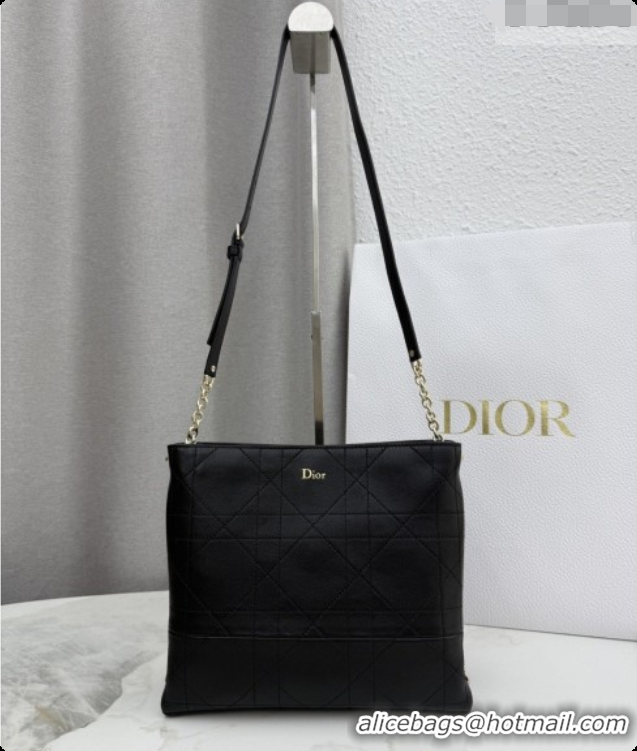 Perfect Dior Trianon Bucket Bag with Chain in Flat Macrocannage Lambskin Leather M0179 Black 2026