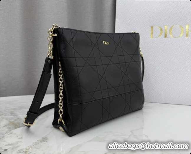 Perfect Dior Trianon Bucket Bag with Chain in Flat Macrocannage Lambskin Leather M0179 Black 2026