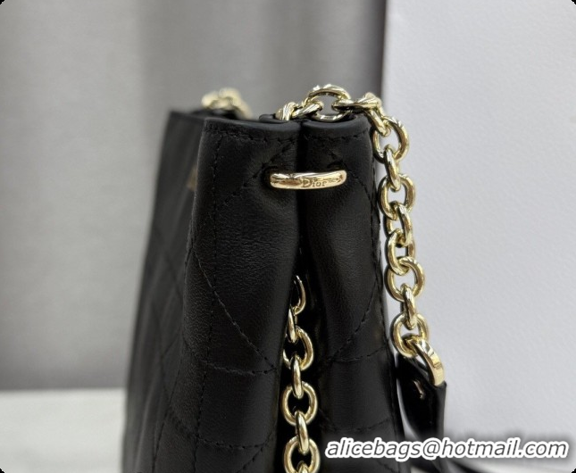 Perfect Dior Trianon Bucket Bag with Chain in Flat Macrocannage Lambskin Leather M0179 Black 2026