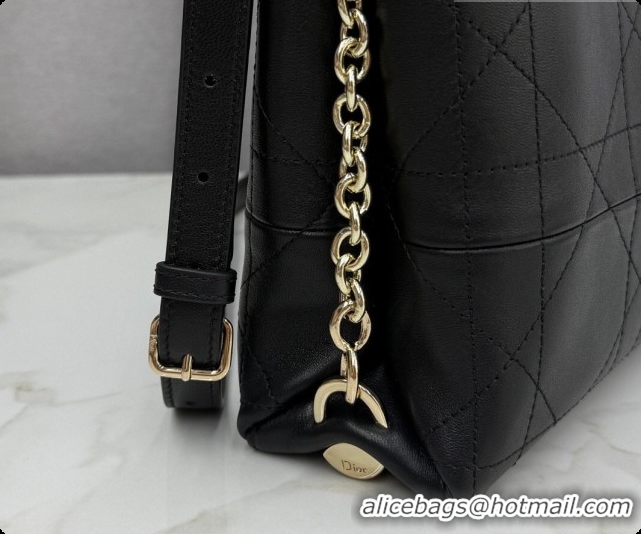 Perfect Dior Trianon Bucket Bag with Chain in Flat Macrocannage Lambskin Leather M0179 Black 2026
