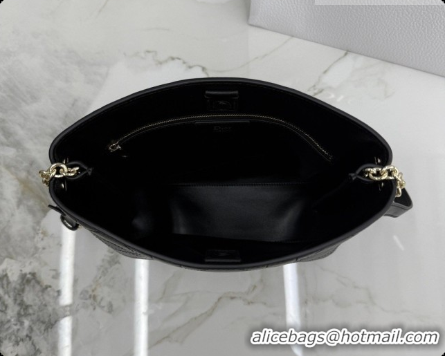 Perfect Dior Trianon Bucket Bag with Chain in Flat Macrocannage Lambskin Leather M0179 Black 2026
