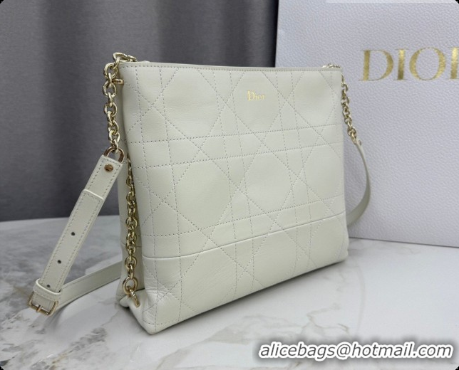 Best Luxury Dior Trianon Bucket Bag with Chain in Flat Macrocannage Lambskin Leather M0179 White 2026