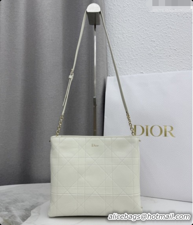 Best Luxury Dior Trianon Bucket Bag with Chain in Flat Macrocannage Lambskin Leather M0179 White 2026