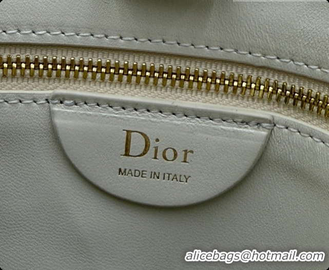 Best Luxury Dior Trianon Bucket Bag with Chain in Flat Macrocannage Lambskin Leather M0179 White 2026