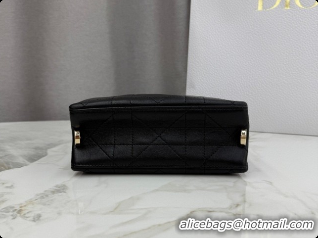 Affordable Price Dior Small Trianon Bucket Bag with Chain in Flat Macrocannage Lambskin Leather M0178 Black 2026