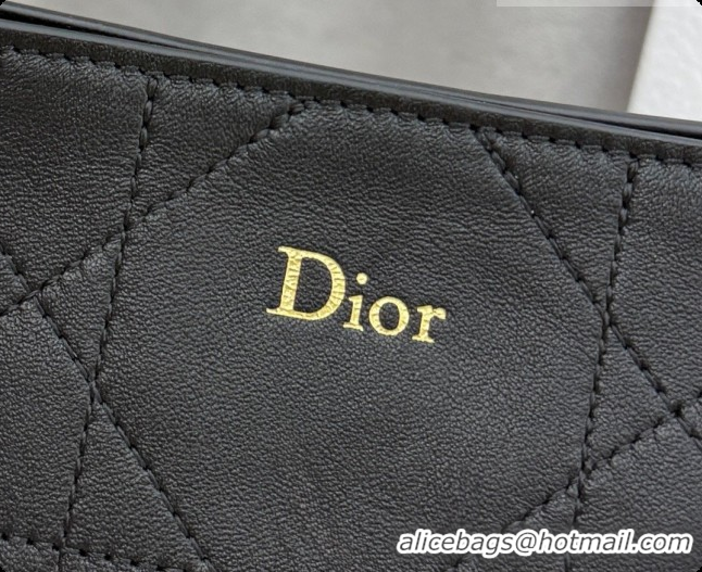 Affordable Price Dior Small Trianon Bucket Bag with Chain in Flat Macrocannage Lambskin Leather M0178 Black 2026