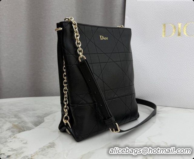 Affordable Price Dior Small Trianon Bucket Bag with Chain in Flat Macrocannage Lambskin Leather M0178 Black 2026