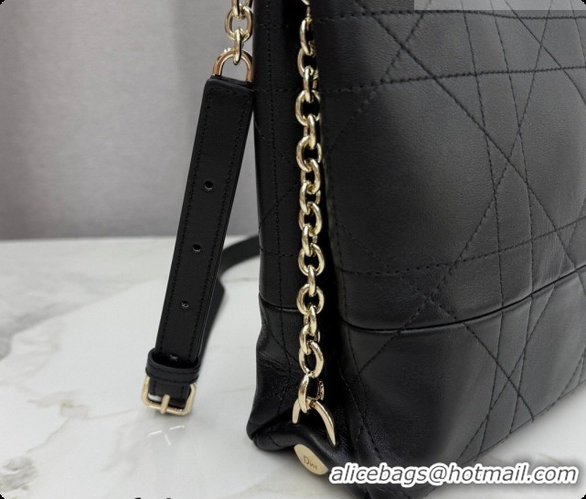 Affordable Price Dior Small Trianon Bucket Bag with Chain in Flat Macrocannage Lambskin Leather M0178 Black 2026