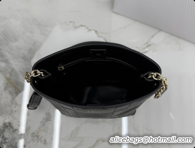 Affordable Price Dior Small Trianon Bucket Bag with Chain in Flat Macrocannage Lambskin Leather M0178 Black 2026