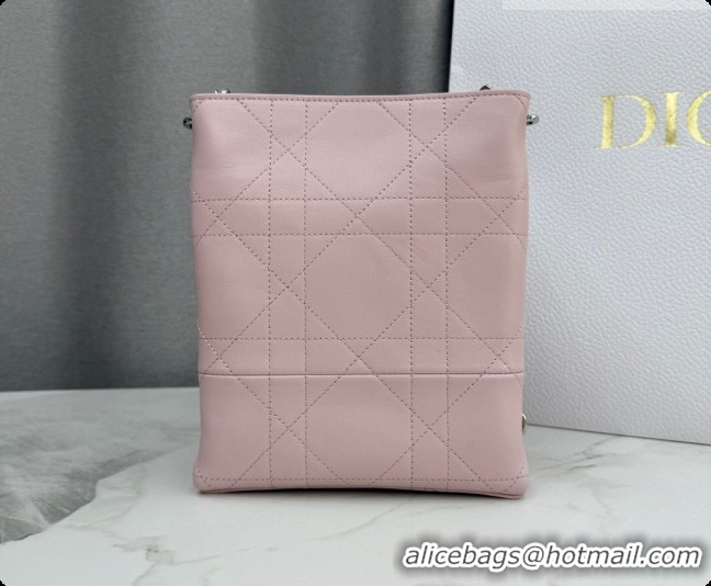 Low Price Dior Small Trianon Bucket Bag with Chain in Flat Macrocannage Lambskin Leather M0178 Pink 2026