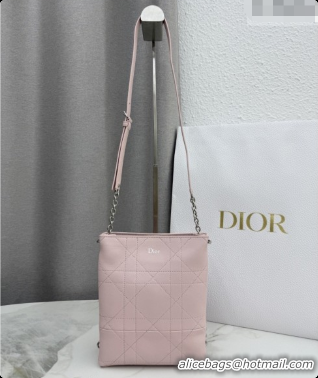 Low Price Dior Small Trianon Bucket Bag with Chain in Flat Macrocannage Lambskin Leather M0178 Pink 2026